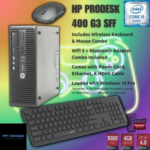 Gaming PC Rig i5-6500 16GB RX 6400 4GB Upgraded HP PRO SFF Sleeper Office PC