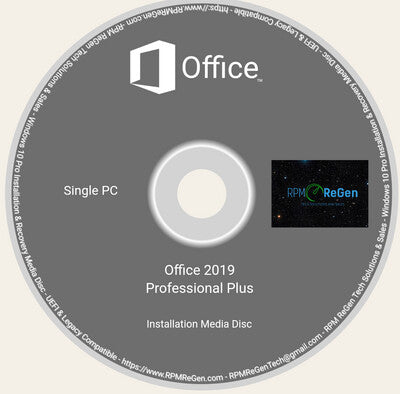 MS Office 2019 Pro Plus Installation Media Disc + Retail Key (TELEPHONE ACTIVATION)